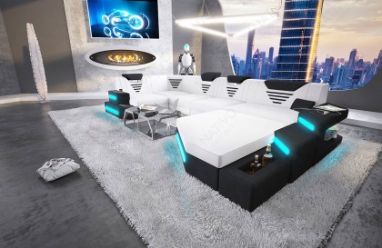 Design bank NEMESIS XL met LED verlichting en USB-poort